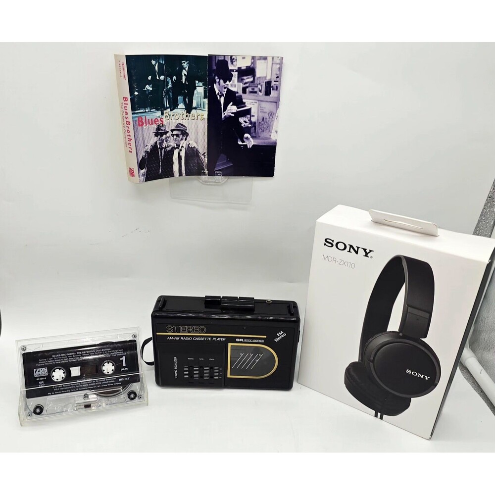 Sears Vintage Radio Cassette Player Bundle - Blues Brothers & NEW Sony...